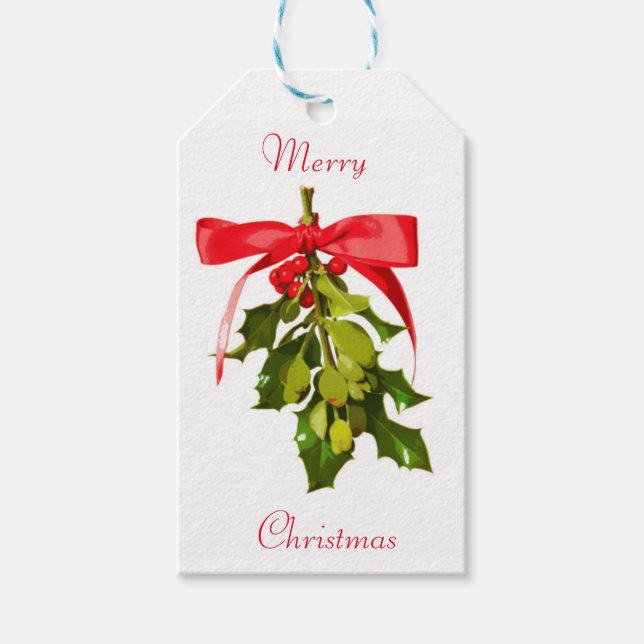 Étiquettes-cadeau Merry Christmas mistletoe (Devant)
