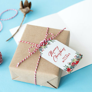 ÉTIQUETTES-CADEAU MERRY CHRISTMAS RED SCRIPT TYPOGRAPHIE