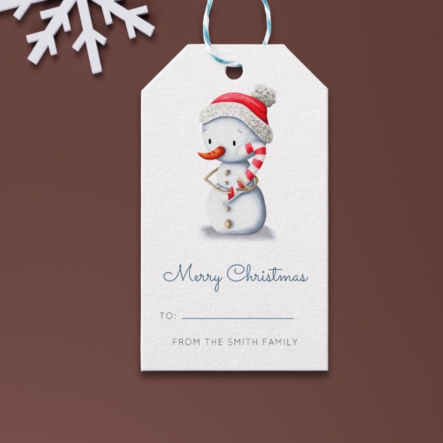 Étiquettes-cadeau Merry Christmas To From Winter Snowman (Créateur téléchargé)