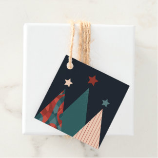 Étiquettes Cadeau Merry Christmas trees and stars