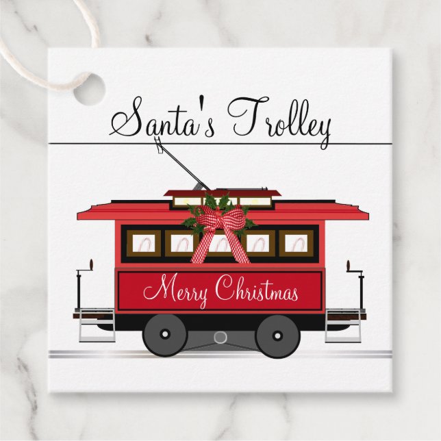 Étiquettes Cadeau Merry Christmas Trolley Streetcar (Devant)