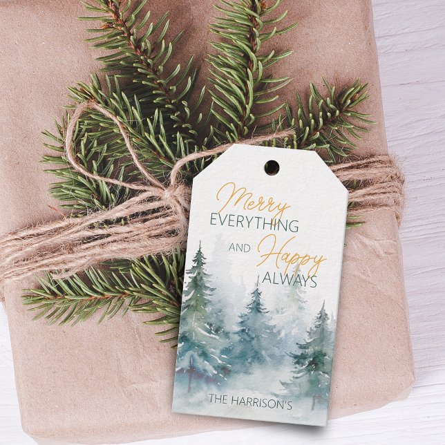 Étiquettes-cadeau Merry Everything Happy Always Winter Trees (Merry Everything Happy Always Winter Trees Gift Tags)