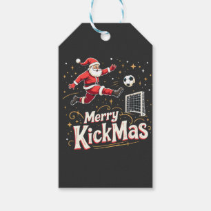 Étiquettes-cadeau Merry Kickmas Funny Santa Claus Amateurs de footba