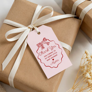 Étiquettes-cadeau Merry Little Baby Shower Thank You Tags with Bow