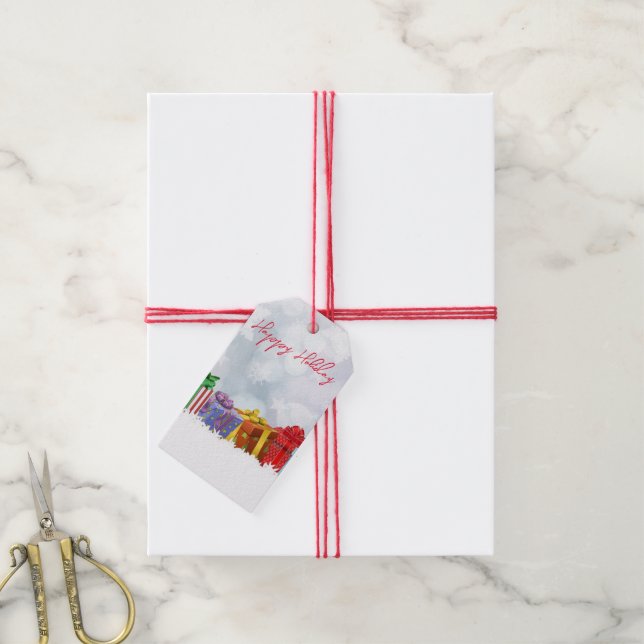 Étiquettes-cadeau Merveilleux Cadeaux de Noël Arc-en-ciel (Avec de la ficelle)