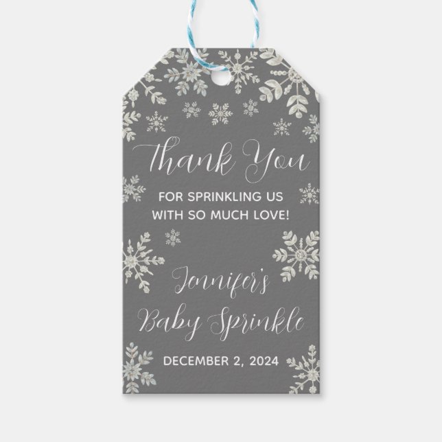 Étiquettes-cadeau Merveilleux Monde d'Hiver, Baby Sprinkle Flocon de (Devant)