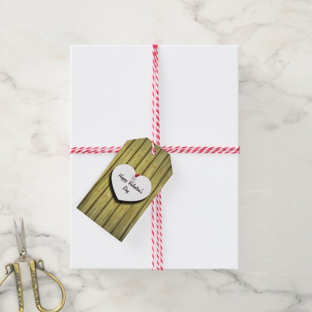 Étiquettes-cadeau Message d'amour de la Saint Valentin Coeur (Avec de la ficelle)