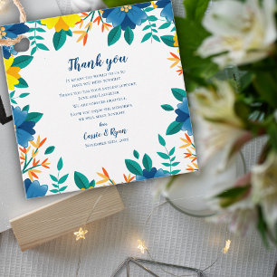 Étiquettes Cadeau Message de Merci Mariage bleu jaune chic