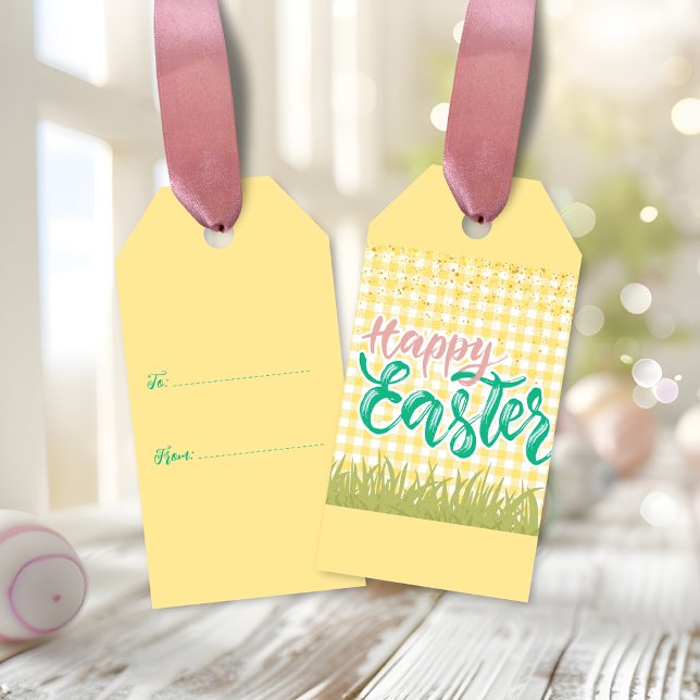 Étiquettes-cadeau Message de Pâques joyeux (Vibrant Happy Easter message Gift Tags)