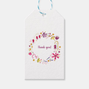 Étiquettes-cadeau Message personnalisé de la couronne d'aquarelle mo