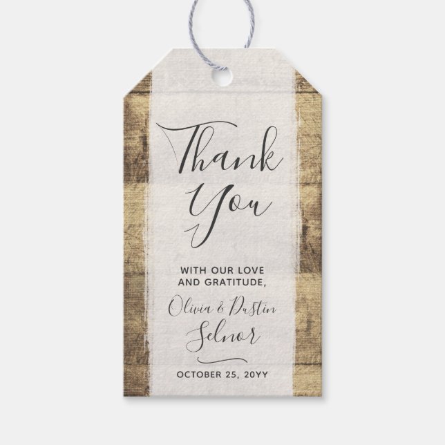 Étiquettes-cadeau Message personnalisé Merci Rustic Wood Wedding Fav (Devant)