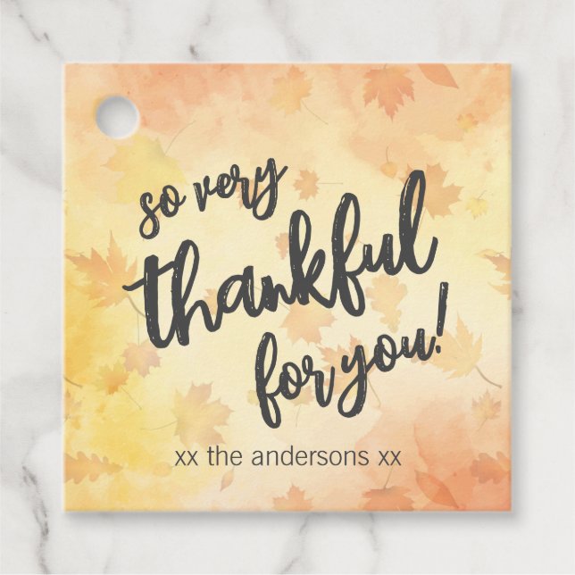 Étiquettes Cadeau MESSAGE PERSONNALISÉ tellement Merci à Thanksgivin (Devant)