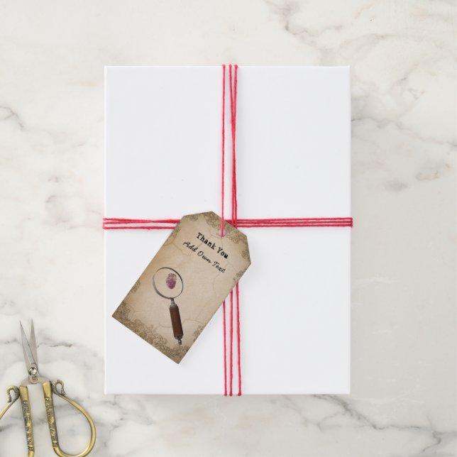 Étiquettes-cadeau Meurtre Mystère Tags Cadeaux Personnalisés (Avec de la ficelle)