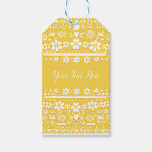 Étiquettes-cadeau Mexique Picado jaune Livre blanc Mariage Mariage