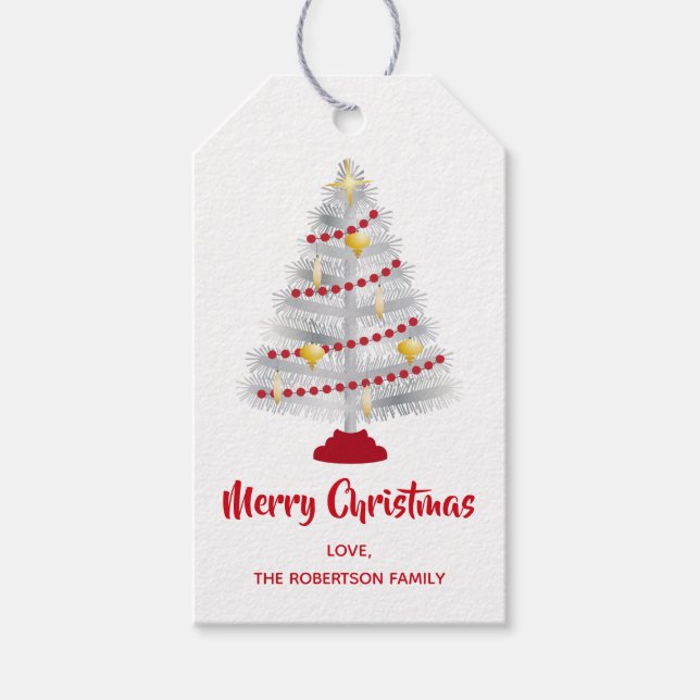 Étiquettes-cadeau Mi-siècle moderne Arbre de Noël en aluminium (Devant)