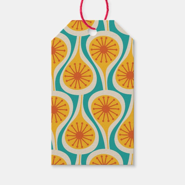 Étiquettes-cadeau Mi-Siècle moderne Atomique gouttes Motif rétro (Devant)