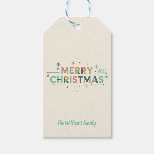 Étiquettes-cadeau Mid-Century Merry Christmas – Retro Style (Devant)
