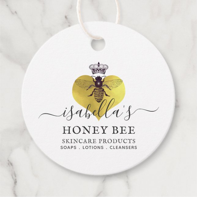 Étiquettes Cadeau Miel Bee Heart Skincare Faux Gold Foil (Devant)