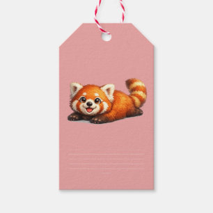 Étiquettes-cadeau Mignon Panda Rouge se Relaxant Design d'Animal Kaw