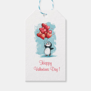 Étiquettes-cadeau mignon pingouin amoureux pour la Saint-Valentin av