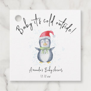 Étiquettes Cadeau Mignon pingouin arctique - bébé il fait froid deho