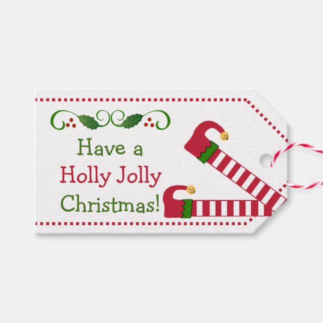 Étiquettes-cadeau Mignonette Noël Elf Stockings (Devant (Horizontal))