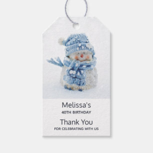 Étiquettes-cadeau Mignonne bonhomme de neige en fête de photographie