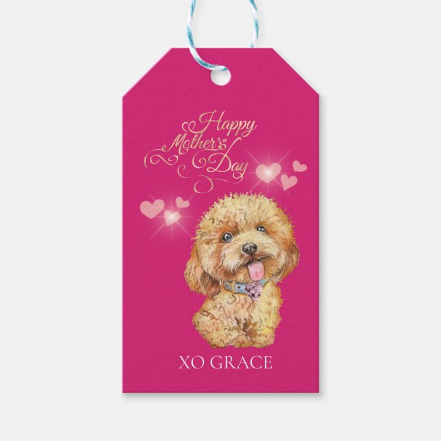 Étiquettes-cadeau Mignonne chien de la Fête des Mères (Devant)