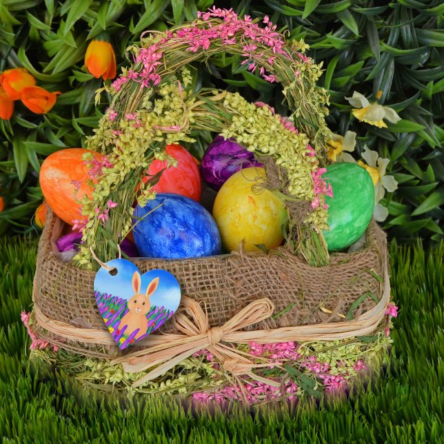 Étiquettes Cadeau Mignonne lapin de Pâques dans les fleurs (Créateur téléchargé)
