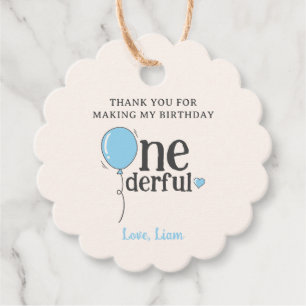 Étiquettes Cadeau Mignonne M. Onederful Merci Bleu Balloon