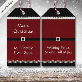 Étiquettes-cadeau Mignonne Red Holiday Père Noël Suit Joyeux Noël