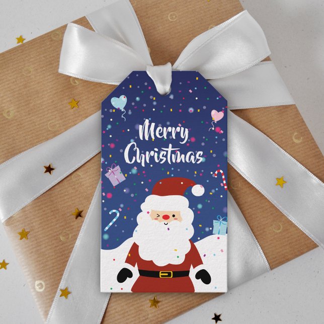Étiquettes-cadeau Mignonne Santa Claus Winter Wonderland Joyeux Noël (Créateur téléchargé)