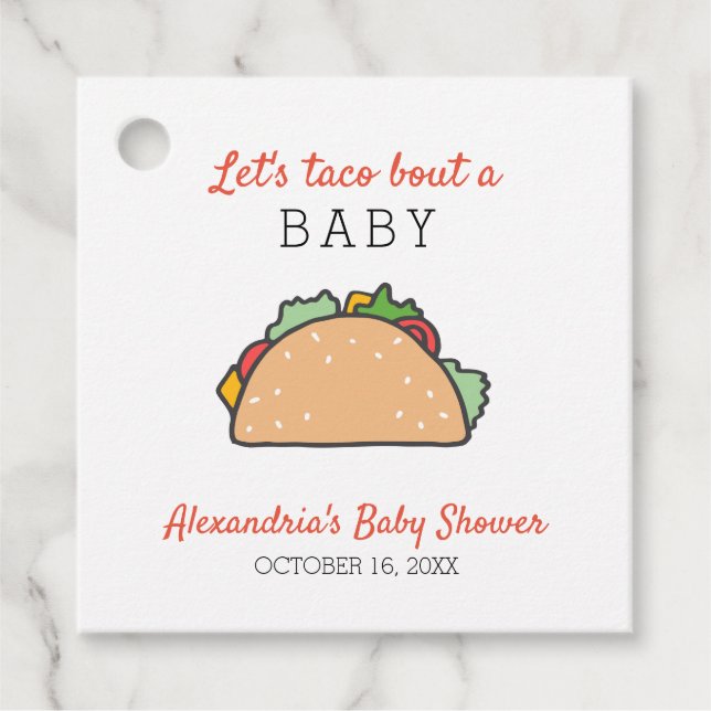 Étiquettes Cadeau Mignonne Taco Bout A Baby shower Fiesta (Devant)