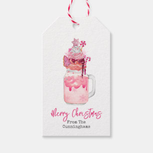 Étiquettes-cadeau Milkshake rose Joyeux Noël