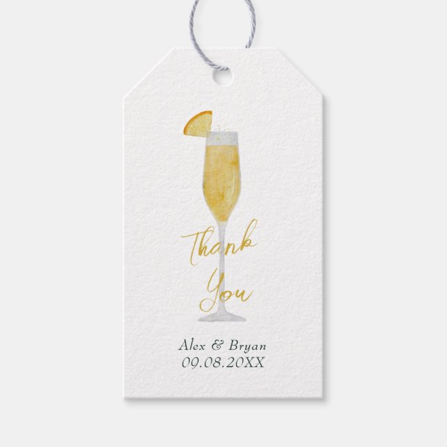 Étiquettes-cadeau Mimosa Bar Brunch Cocktail Verre Mariage Favoriser (Devant)
