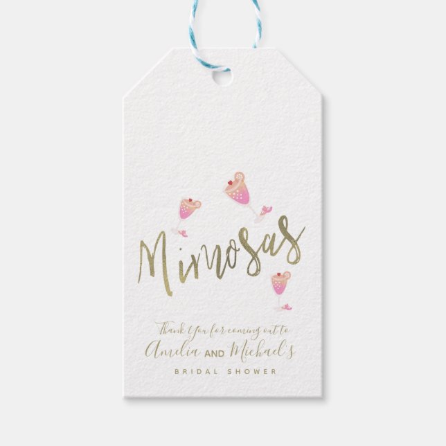 Étiquettes-cadeau Mimosa Fête des mariées rose Merci Confetti (Devant)