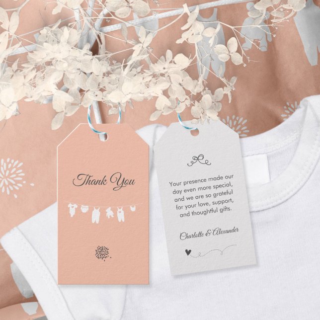 Étiquettes-cadeau Mini-bébé rose vif Douche pour fille (Blush Pink Minimalist Baby Girl Shower Gift Tags ©Susanne Sachers - Sunny Mind 🌞)