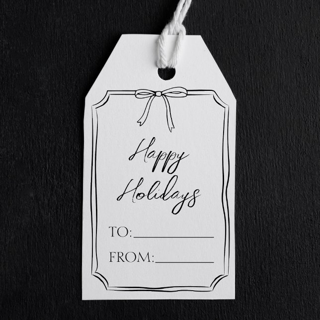 Étiquettes-cadeau Mini mignonette Whimsical Bow Joyeuses vacances (Créateur téléchargé)