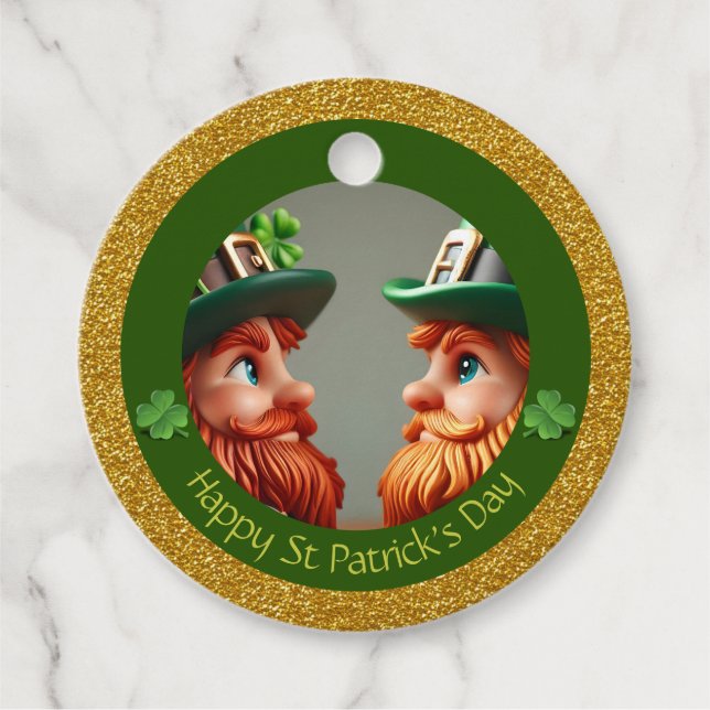 Étiquettes Cadeau Miniature Leprechaun St Patrick's Day Merci RFT04 (Devant)