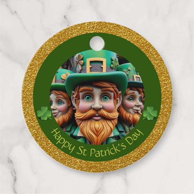 Étiquettes Cadeau Miniature Leprechaun St Patrick's Day Merci RFT09 (Devant)