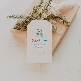Étiquettes-cadeau Minimal Blue Script Bachelorette Party Thank You