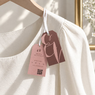 Étiquettes-cadeau Minimal Elegent Brown Pink Product QR Hang Product