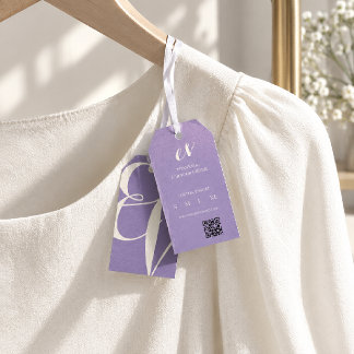 Étiquettes-cadeau Minimal Elegent Purple White Product QR Hang