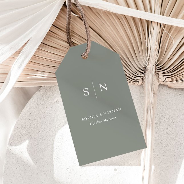 Étiquettes-cadeau Minimal et chic | Mariage vert Sage (A modern and minimalist gift tag for your wedding)