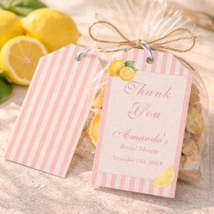 Étiquettes-cadeau Minimal Italian Pêches à rayures Citrons Shower de