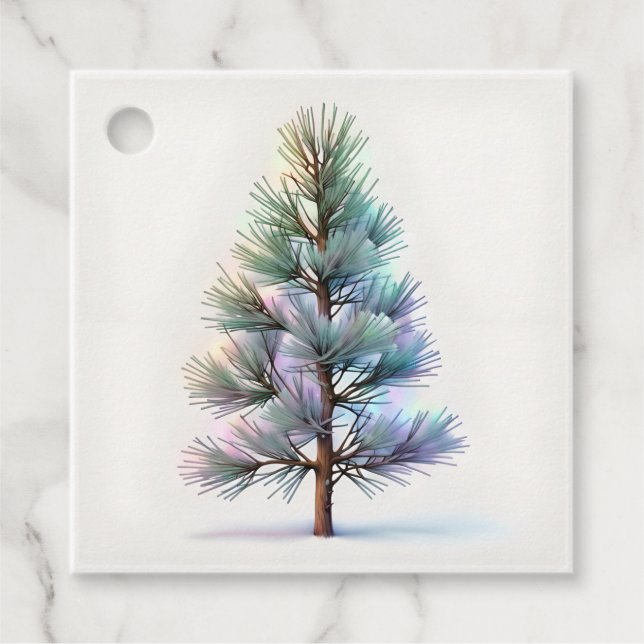 Étiquettes Cadeau Minimalist Snowy Pine (Devant)