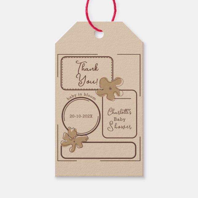 Étiquettes-cadeau Minimalist Style Flower Notes Baby Shower (Devant)