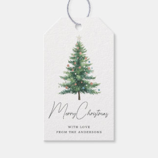 Étiquettes-cadeau Minimalist Watercolor Christmas Tree