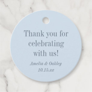 Étiquettes Cadeau Minimaliste Bleu Clair Élégant Mariage Remerciemen