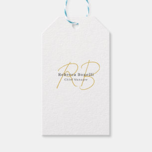 Étiquettes-cadeau Minimaliste Exclusif Moderne Monogramme Couleur Or